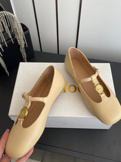 CHLOÉ 26S MARY JANE SHOES IN BEIGE CALFSKIN