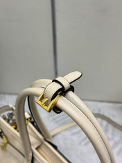 PRADA 25S BONNIE LARGE HANDBAG 38 IN BEIGE CALFSKIN GOLD HARDWARE