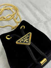 PRADA 25S MINI POUCH 12 IN BLACK VELVET GOLD HARDWARE
