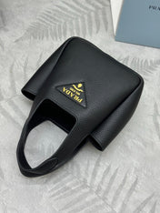 PRADA 25S TOTE MINI BAG 18 IN BLACK CALFSKIN GOLD HARDWARE