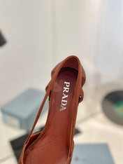 Pra Pumps 50 Square Sole Brown Suede Fabric