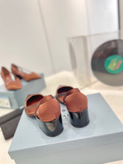 Pra Pumps 50 Square Sole Brown Suede Fabric