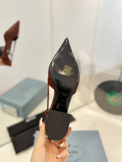 Pra Pumps 50 Square Sole Brown Suede Fabric