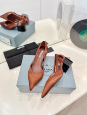 Pra Pumps 50 Square Sole Brown Suede Fabric