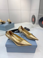 PRADA 26S PUMPS 55MM IN GOLD CALFSKIN