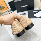 BALLET FLAT 10 MM IN BEIGE RAFFIA