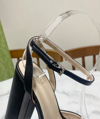 GUCCI 26S HIGH-HEELED SANDALS 105 MM IN BLACK CALFSKIN