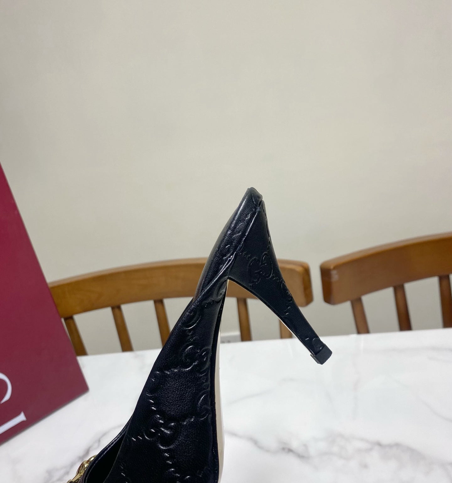 GUCCI 26S HEELED MULES 85 MM IN BLACK CALFSKIN