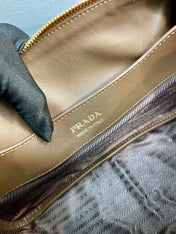 SHOULDER BAG 28 IN TAWNY BROWN SUEDE GOLD LOGO