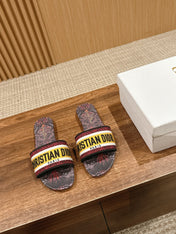 DIOR 26S SLIDE SANDALS IN MULTICOLOR TOILE PRINT LOGO