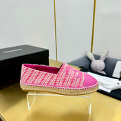 CC ESPADRILLES PLATFORM 25S IN PINK TWEED MIX CALFSKIN