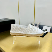 CC ESPADRILLES PLATFORM 25S IN WHITE TWEED MIX CALFSKIN