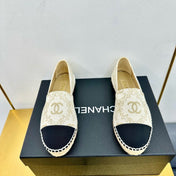 CC ESPADRILLES PLATFORM IN MOSSY BROWN MIX BLACK PATTERN FABRIC