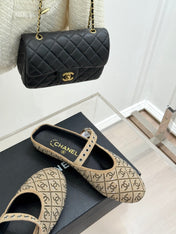 CC FLAT MULES 25SS IN BEIGE EMBELLISHED WITH RHINESTONES