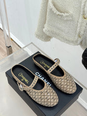 CC FLAT MULES 25SS IN BEIGE EMBELLISHED WITH RHINESTONES