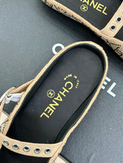 CC FLAT MULES 25SS IN BEIGE EMBELLISHED WITH RHINESTONES