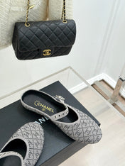 CC FLAT MULES 25SS IN GREY EMBELLISHED WITH RHINESTONES