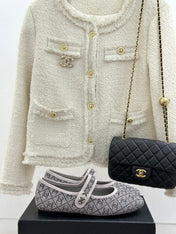 CC FLAT MARY JANE 25SS IN GREY EMBELLISHED WITH RHINESTONES