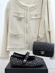 CC FLAT MARY JANE 25SS IN BLACK EMBELLISHED WITH RHINESTONES