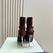 PADLOCK 10 CM ANKLE BOOTS IN WINE RED SUEDE