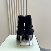 PADLOCK 10 CM ANKLE BOOTS IN BLACK SUEDE
