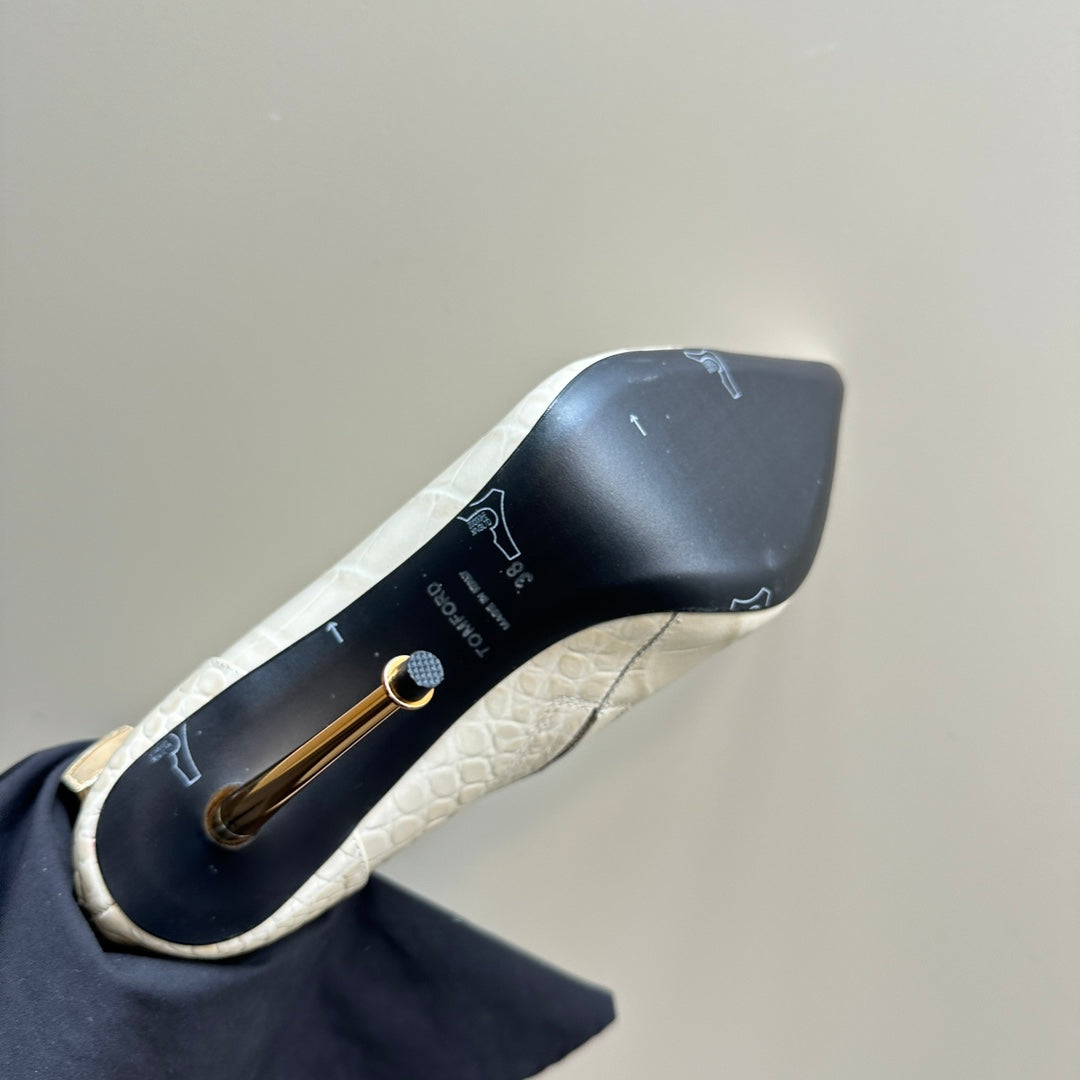 PADLOCK 10 CM ANKLE BOOTS IN WHITE CROCODILE-EMBOSSED CALFSKIN