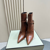 PADLOCK 10 CM ANKLE BOOTS IN PENNY BROWN CROCODILE-EMBOSSED CALFSKIN