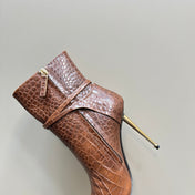 PADLOCK 10 CM ANKLE BOOTS IN PENNY BROWN CROCODILE-EMBOSSED CALFSKIN