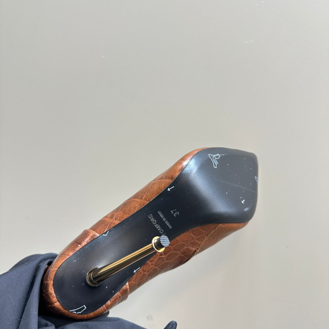 PADLOCK 10 CM ANKLE BOOTS IN PENNY BROWN CROCODILE-EMBOSSED CALFSKIN