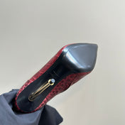 PADLOCK 10 CM ANKLE BOOTS IN BURGUNDY RED CROCODILE-EMBOSSED CALFSKIN