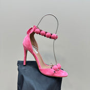 ALAIA HIGH HEEL SANDAL 10 CM IN ROSE PINK SUEDE