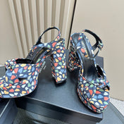 BIANCA PLATFORM SANDALS IN COLORFUL HEARTS PRINT VELVET