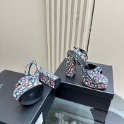BIANCA PLATFORM SANDALS IN COLORFUL HEARTS PRINT VELVET