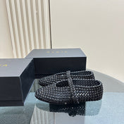 BALLET FLATS IN GLASS EYELET SUEDE GOATSKIN BLACK