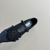 BALLET FLATS IN GLASS EYELET SUEDE GOATSKIN BLACK