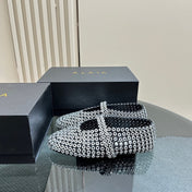 BALLET FLATS IN GLASS EYELET SUEDE GOATSKIN WHITE