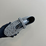 BALLET FLATS IN GLASS EYELET SUEDE GOATSKIN WHITE