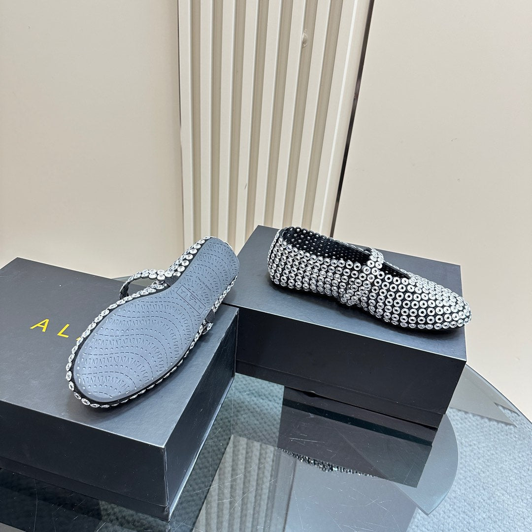 BALLET FLATS IN GLASS EYELET SUEDE GOATSKIN WHITE