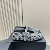 BALLET FLATS IN GLASS EYELET SUEDE GOATSKIN WHITE