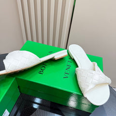 BLINK FLAT MULE IN WHITE INTRECCIATO LEATHER