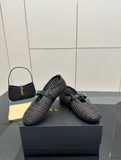 ALAIA MARY JANE FLAT 25S IN BLACK WOVEN MESH