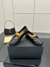 ALAIA BALLET SHOES 25S IN BLACK PATENT LEATHER WITH GOLD HARDWARE