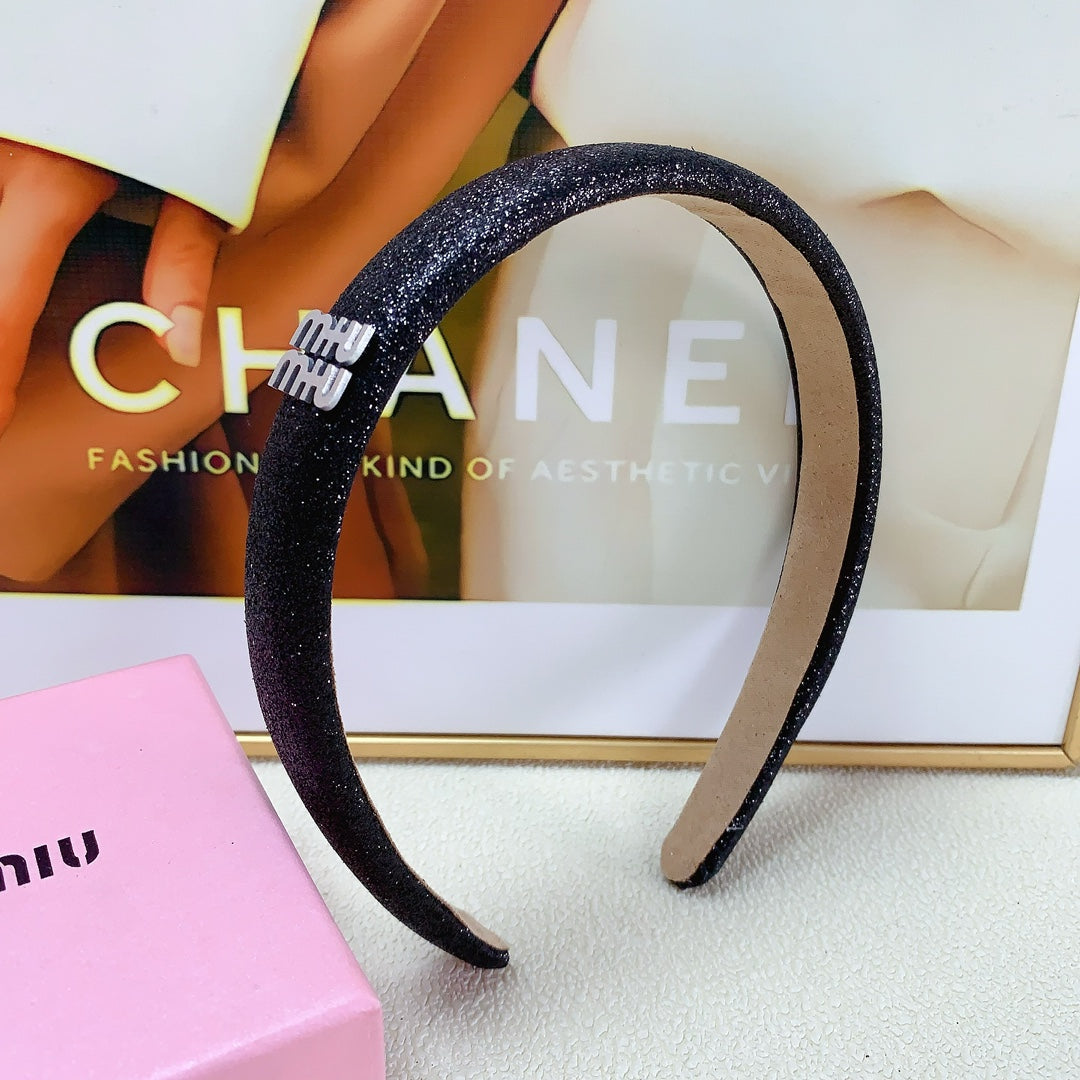 HEADBAND IN BLACK GLITTER FABRIC 174109