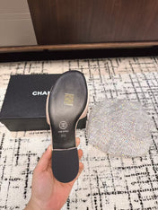 SLIPPERS IN LIGHT PINK SATIN MIX CALFSKIN