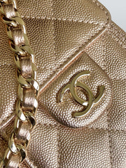 CHANEL 25S HOBO BAG 22 IN ROSE METALLIC CAVIAR