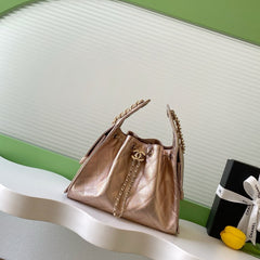 CHANEL 25S HOBO BAG 30 IN ROSE METALLIC CAVIAR