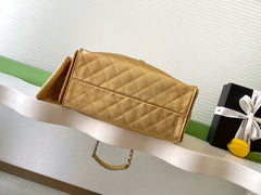 CHANEL 25S HOBO BAG 40 IN METALLIC GOLD CAVIAR LEATHER