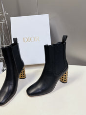 ICON HEELED ANKLE BOOT BLACK CALFSKIN 8 CM