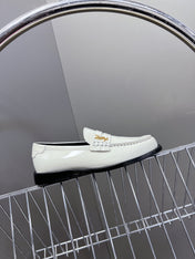 YSL 25S SAINT LAURENT LOAFERS IN WHITE PATENT CALFSKIN