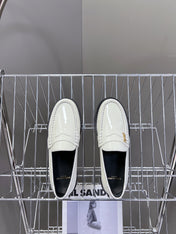 YSL 25S SAINT LAURENT LOAFERS IN WHITE PATENT CALFSKIN